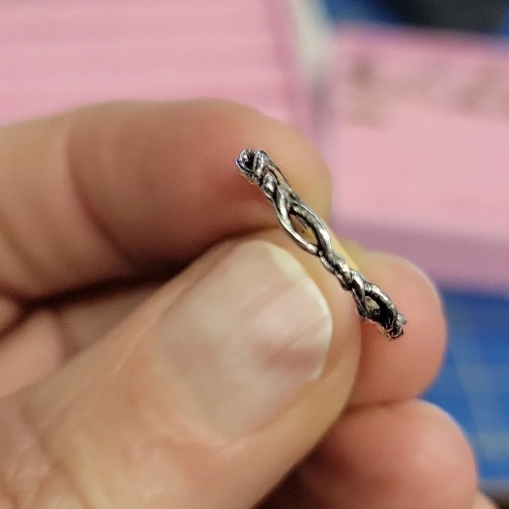 Twisted Silver Tone Ring Size 5